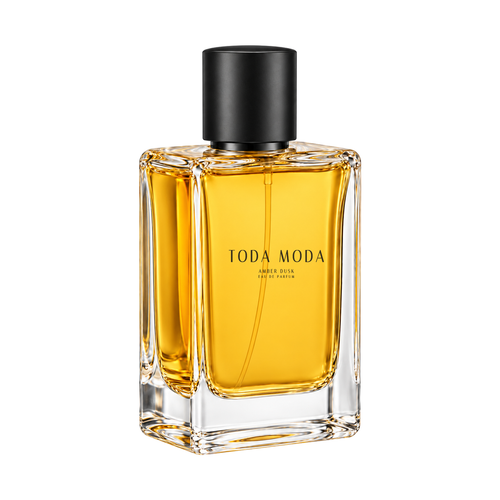 Amber Dusk eau de parfum bottle, three-quarter side view