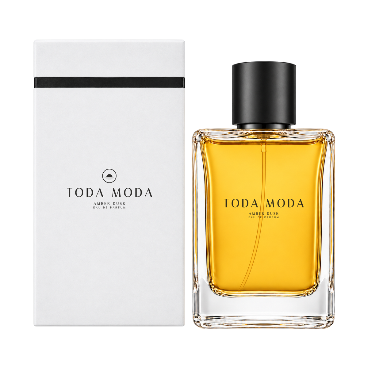 Amber Dusk eau de parfum bottle, with its gift box