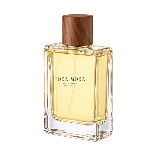 Cedar Canyon eau de parfum bottle, three-quarter side view