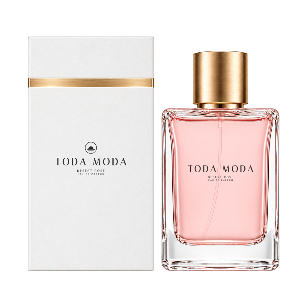 Desert Rose eau de parfum bottle, with its gift box