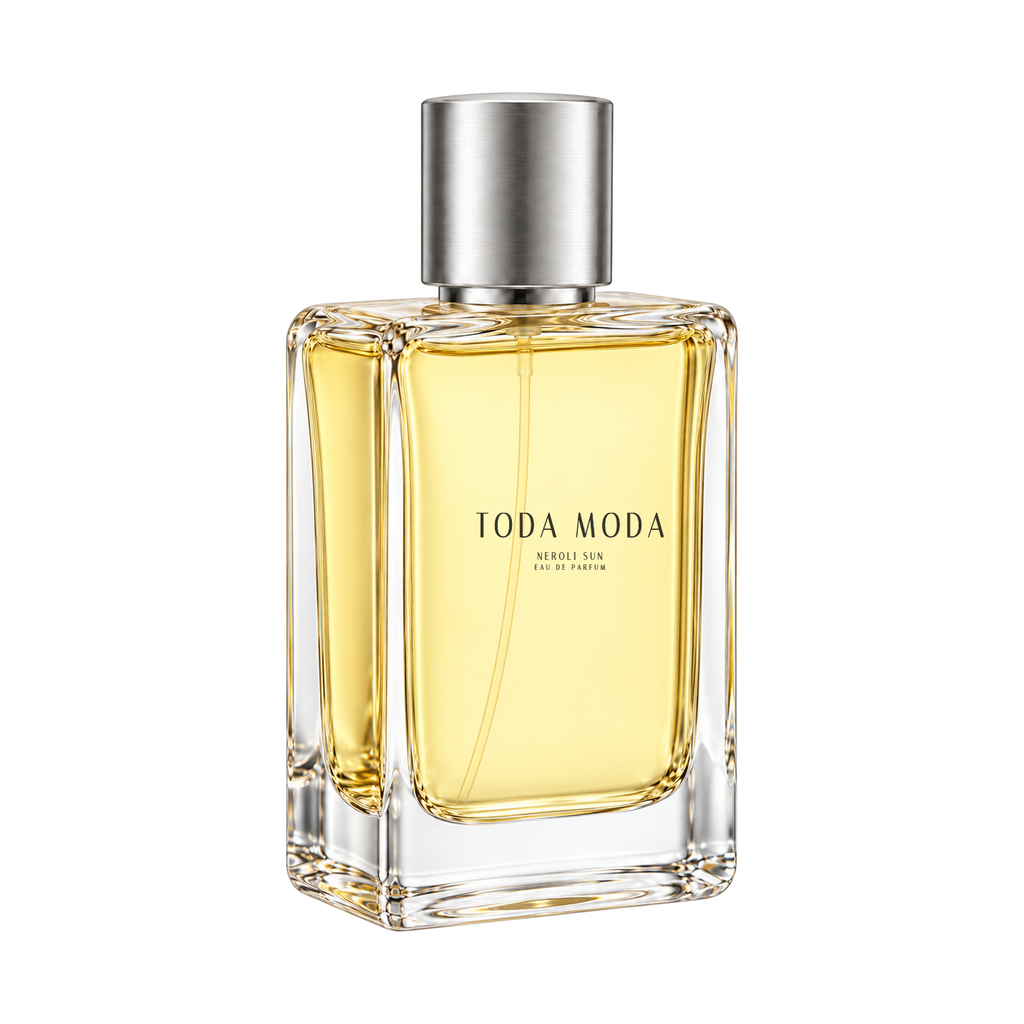 Neroli Sun eau de parfum bottle, three-quarter side view