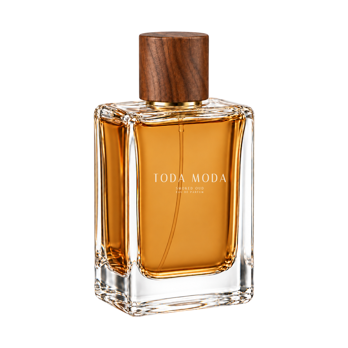 Smoked Oud eau de parfum bottle, three-quarter side view