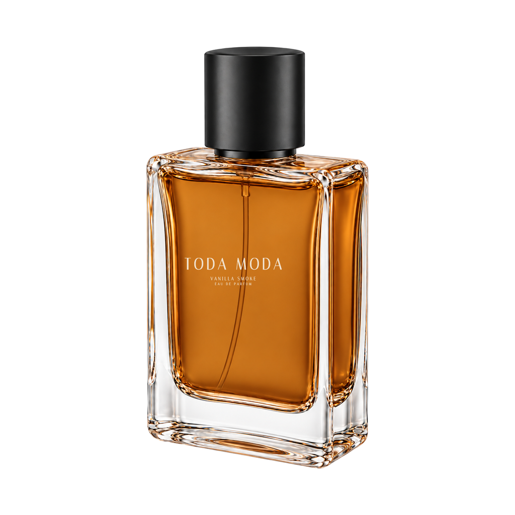 Vanilla Smoke eau de parfum bottle, three-quarter side view